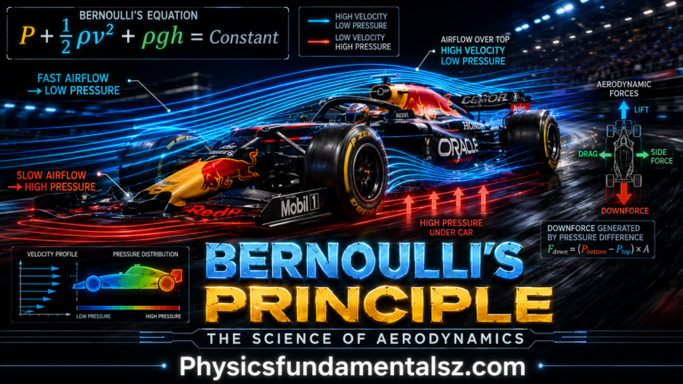 Bernoulli's Principle: P + ½ρv² + ρgh = constant