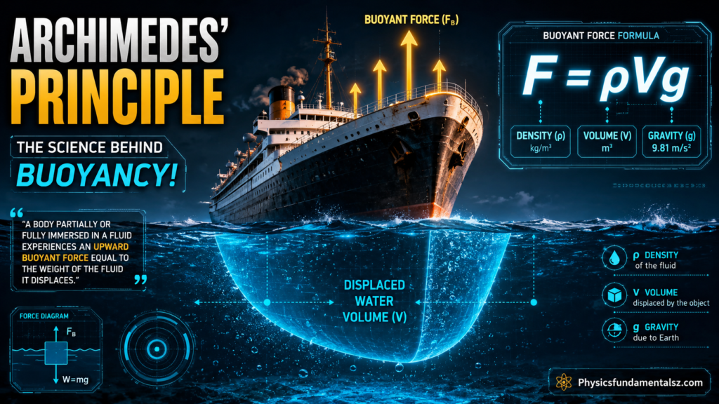 Buoyancy & Archimedes' Principle: F = ρVg Formula & Worked Examples