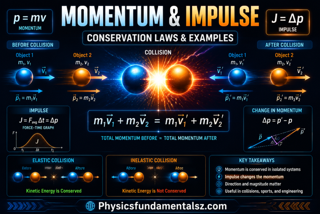 Momentum and Impulse Collisions: Conservation Laws & Examples