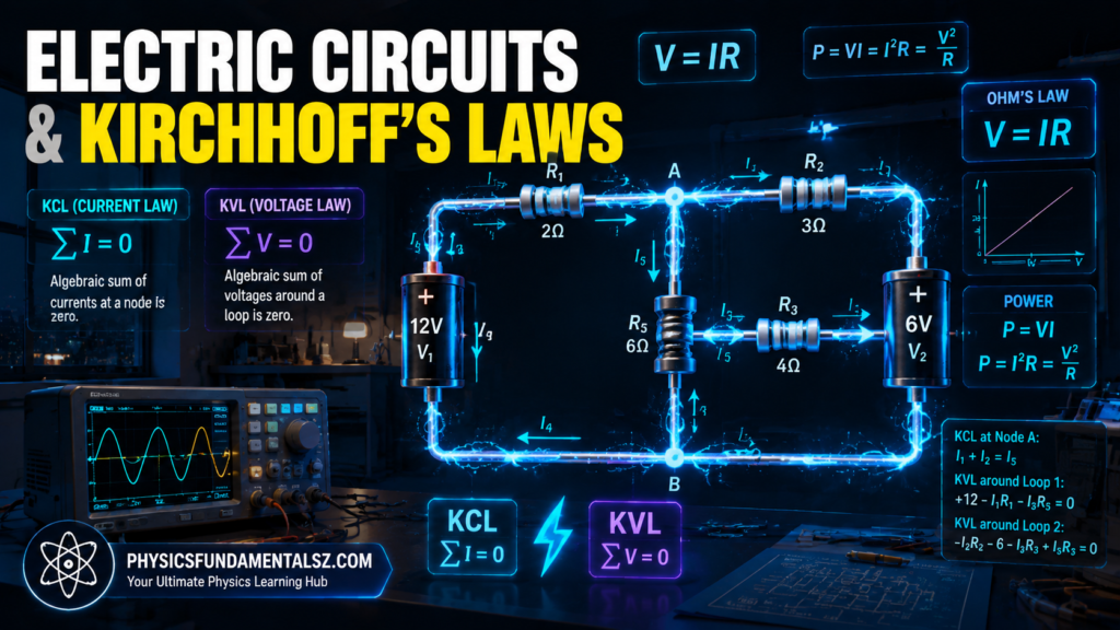 Electric Circuits & Kirchhoff's Laws: KCL, KVL & Worked Examples