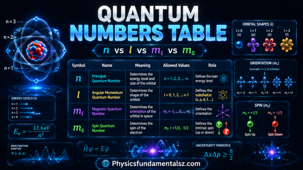 Quantum Numbers: n, l, m_l, m_s and Electron Configuration