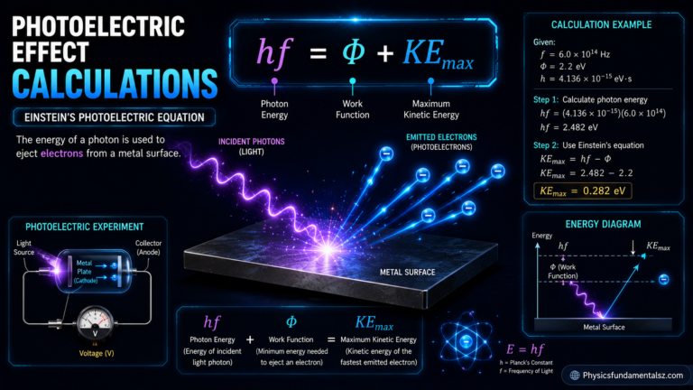 Photoelectric Effect Calculations: hf = work-function + KE_max