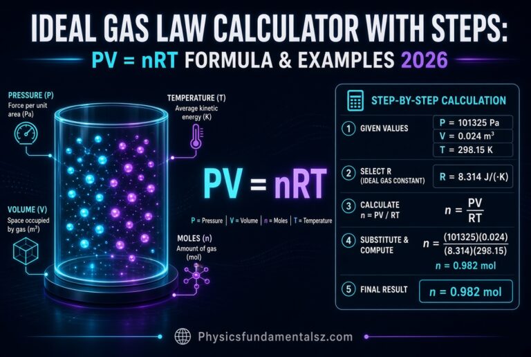 Ideal Gas Law Calculator With Steps: PV = nRT Formula & Examples 2026