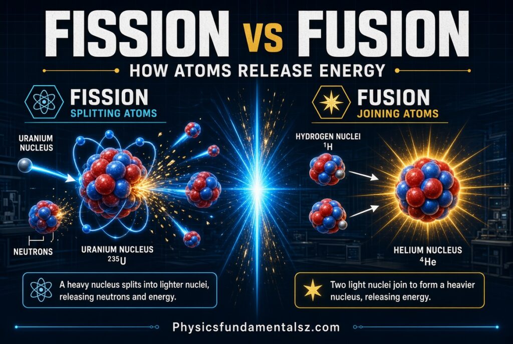 Difference Between Fission and Fusion With Examples: How Splitting and Joining Atoms Release Energy 2026