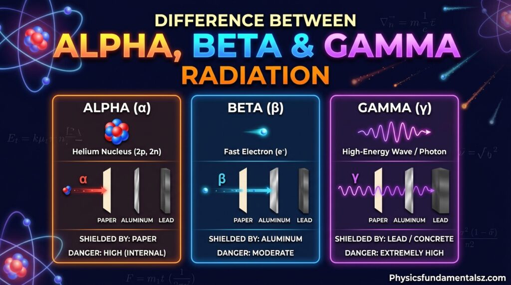 Difference Between Alpha Beta Gamma Radiation: Properties, Penetration, Dangers and Shielding Explained 2026