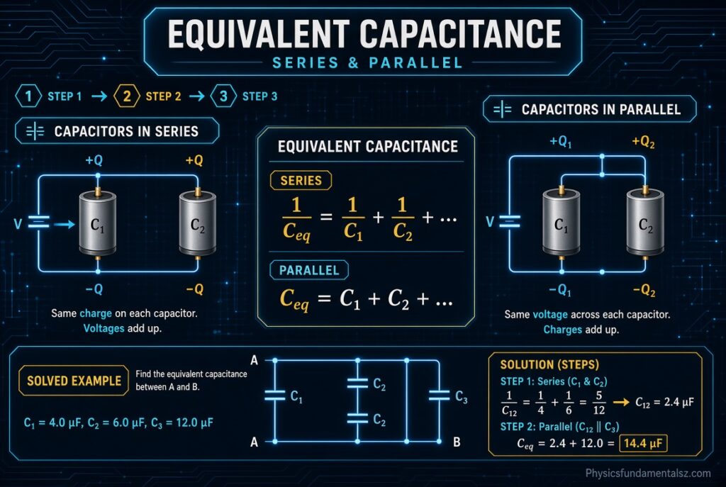 How to Find Equivalent Capacitance in Series and Parallel: Formulas, Steps, and Solved Examples 2026
