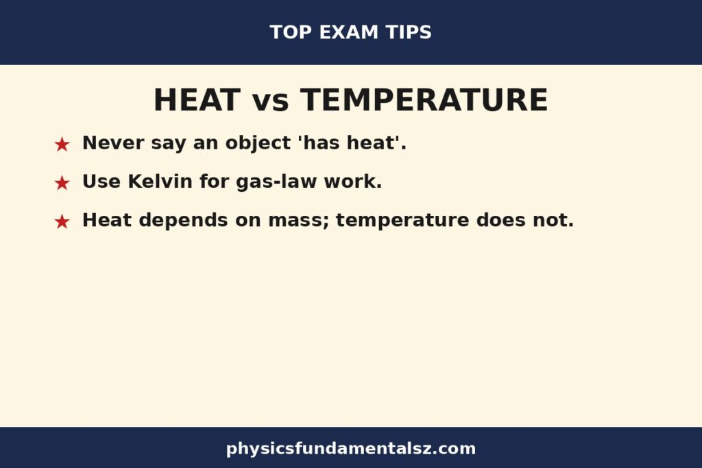 Specific heat capacity formula Q equals mc delta T tip card