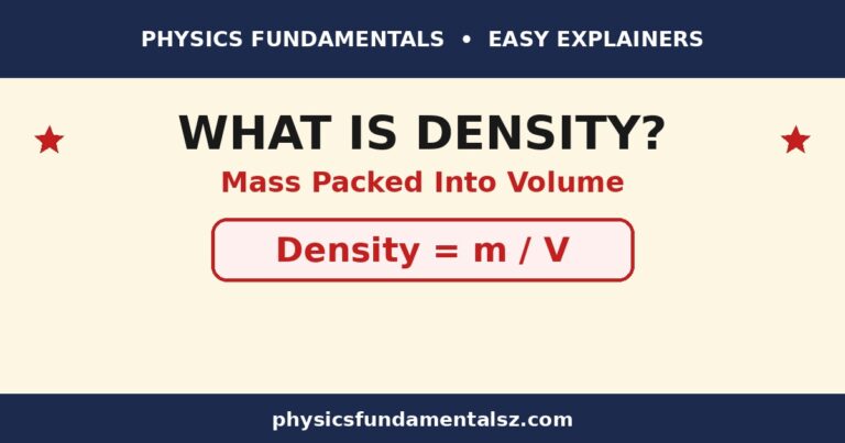 What is density in physics explained: the density formula rho equals m over V, mass per unit volume, with worked density examples, units, and floating and sinking